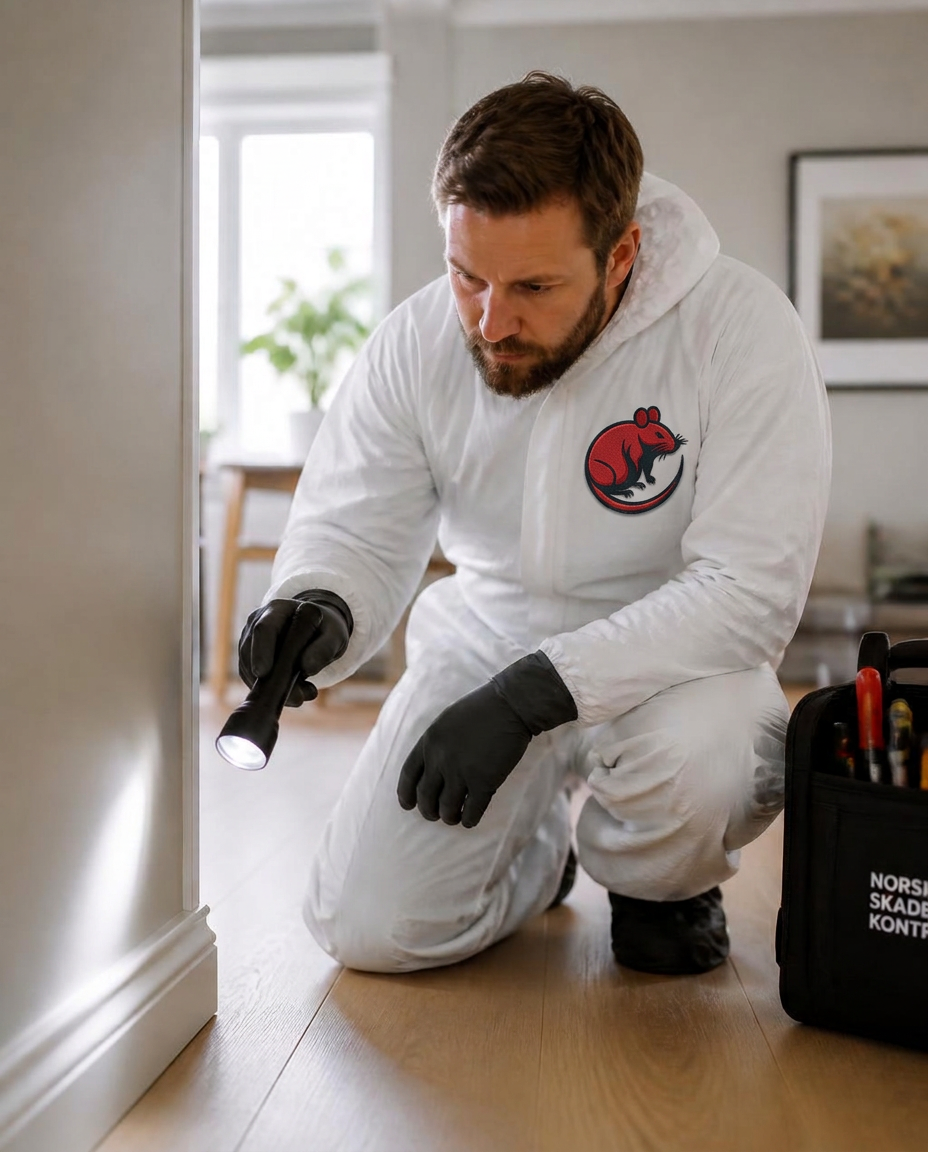 Tekniker fra Skadedyr Proffen på oppdrag i en bolig i Oslo